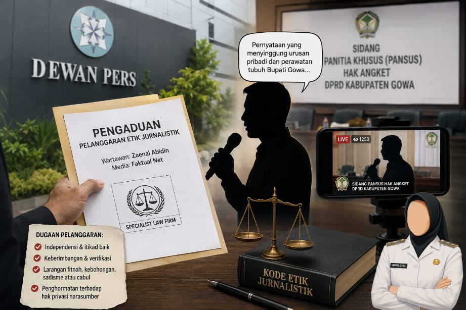 Kuasa Hukum Bupati Gowa Adukan Wartawan ke Dewan Pers, Soroti Dugaan Pelanggaran Etik dan Privasi